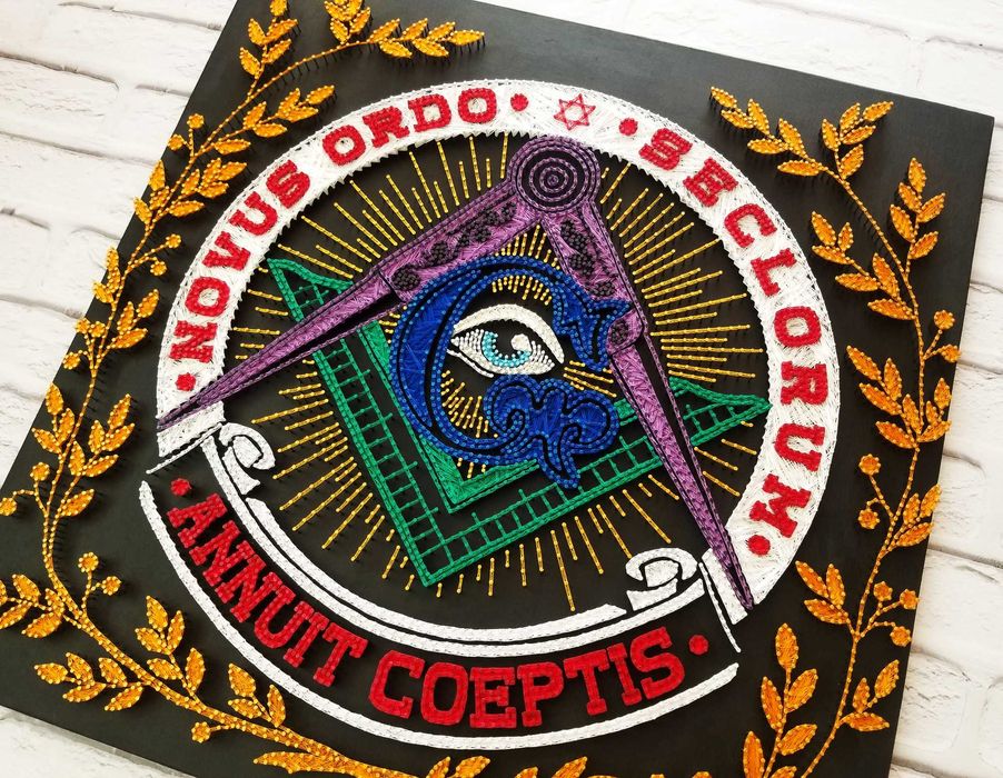 Стринг арт Всевидящее око, масонские знаки декор, всевидящий глаз арт