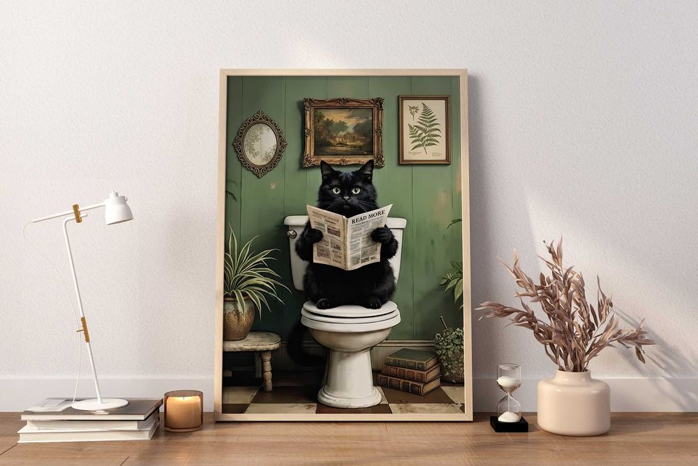 Kot w łazience vol 1 PLAKAT A3 Vintage, Cat - Trzeci plakat GRATIS