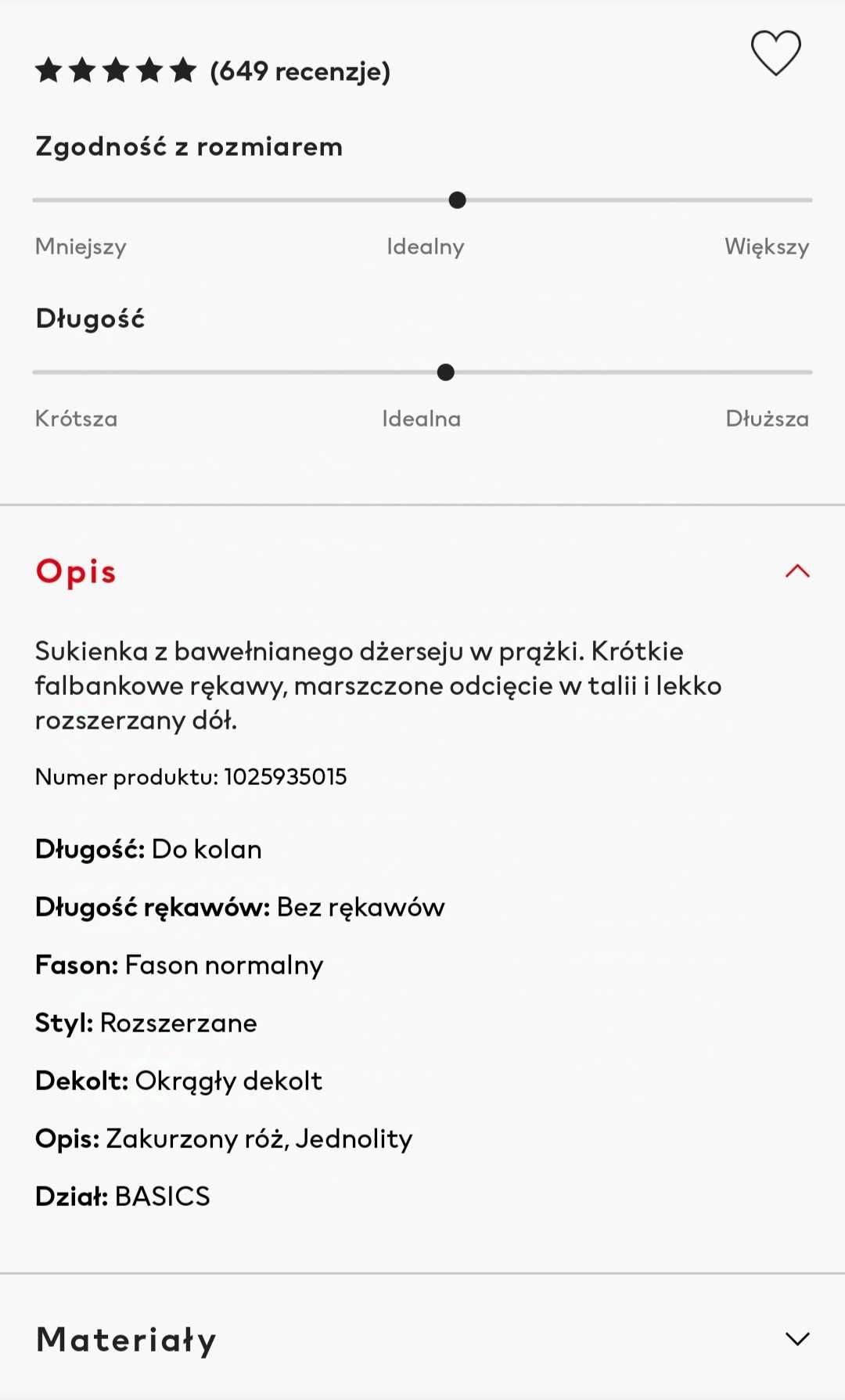 H&M Sukienka z dżerseju w prążek pudrowy róż r.92