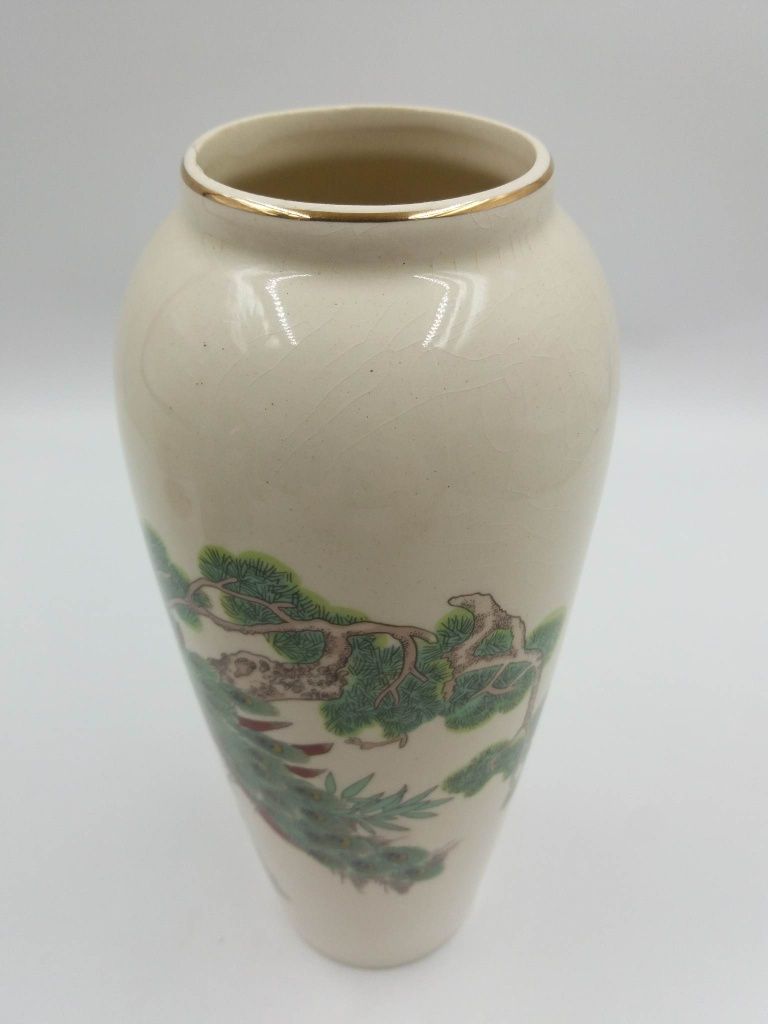Duży porcelanowy wazon z motywem pawia