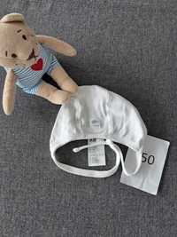 Czapka noworodek niemowlę wiązana biała H&M