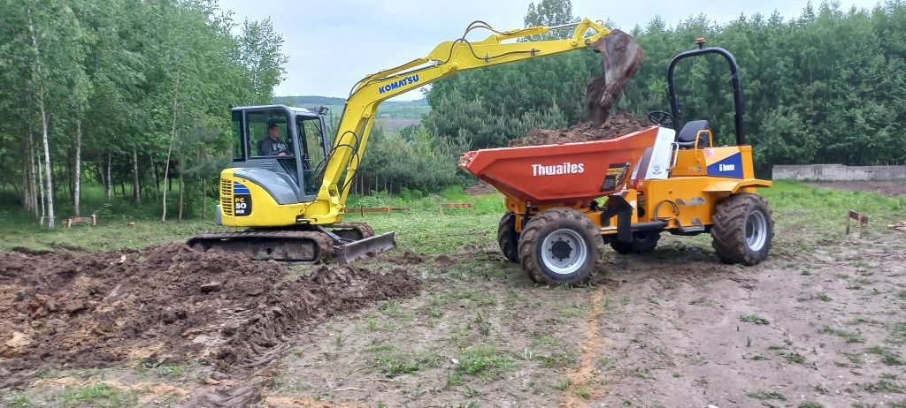 usługi koparką minikoparką  odwodnienia korytowanie podbudowa