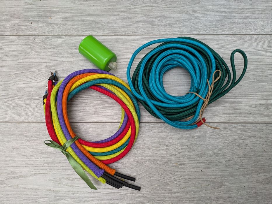 Kabel dekoracyjny elektryczny do lampy, tekstylny kolorowy, butelkowy