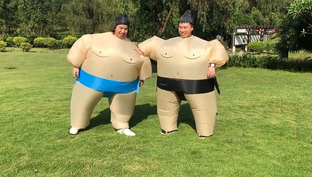 Надувний костюм сумо, борця, товстяка. Хелловін. Реквізит. Розіграш