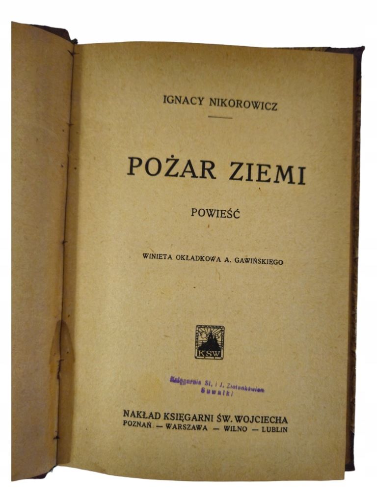Ignacy Nikorowicz Pożar ziemi powieść antyk