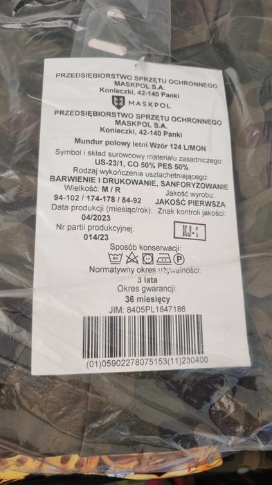 mundur polowy letni rozmiar M/R wz. 124L/MON nowy zapakowany