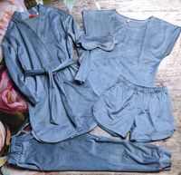 Велюровий домашній комплект піжама з халатиком 5 в 1  134-158р