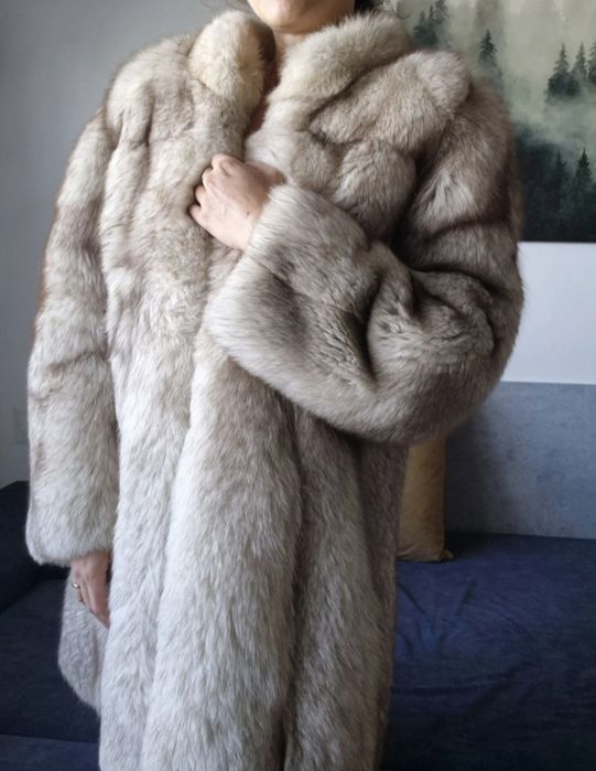 Futro natura z lisa niebieskiego stan super