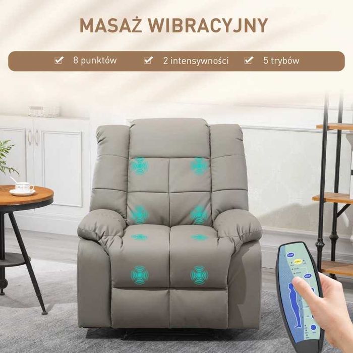 Fotel TV z masażem, rozkładany, relaksacyjny