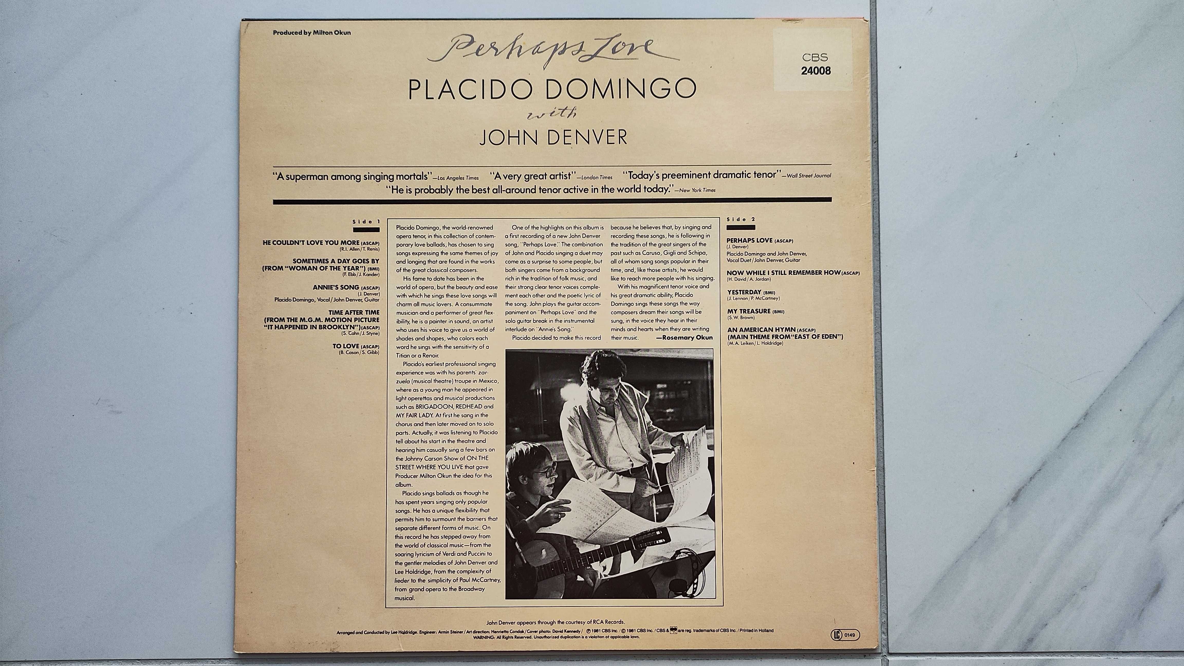 Płyta winylowa  Placido Domingo with John Denver - Perhaps Love