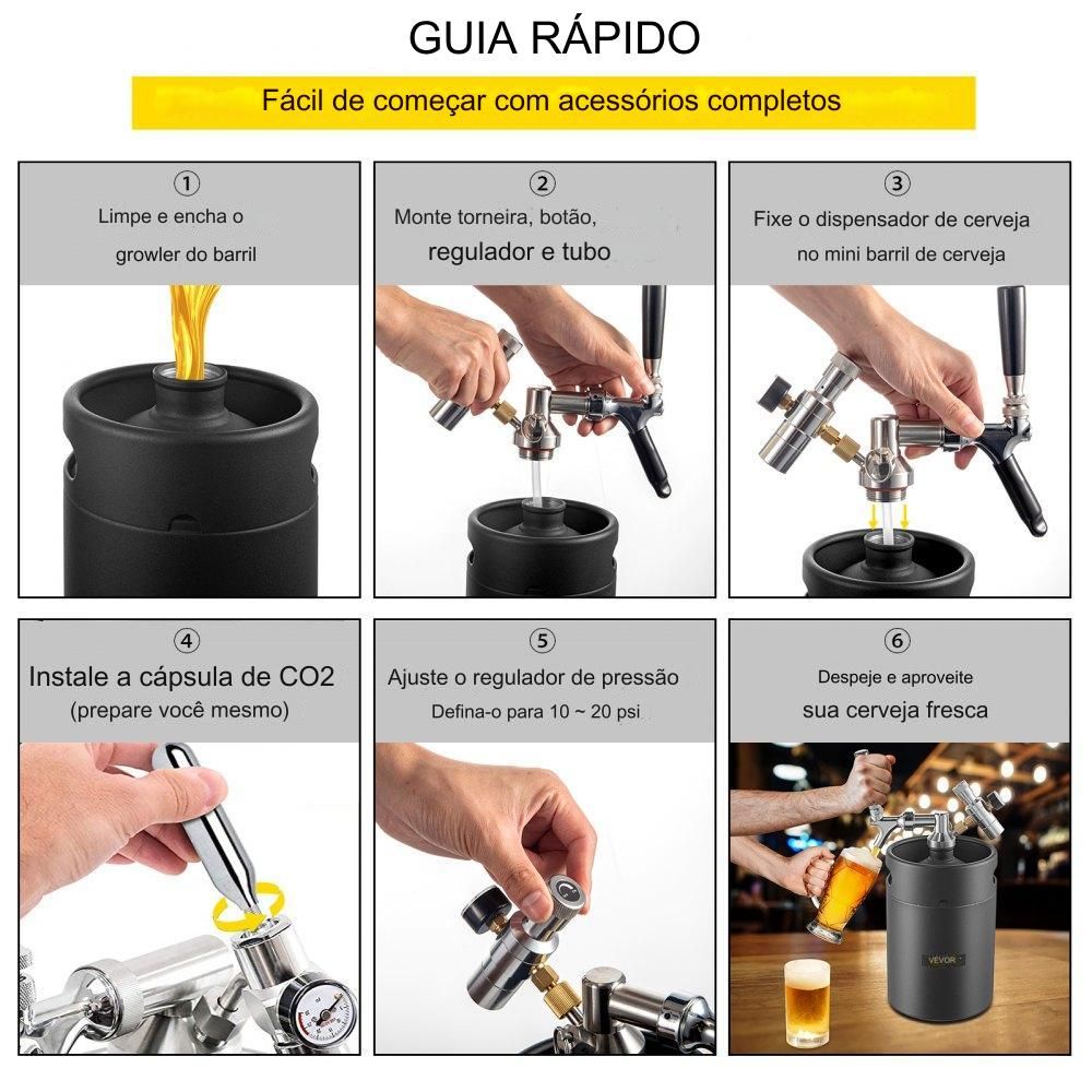 Dispensador de Cerveja em Aço Inoxidável de 5L