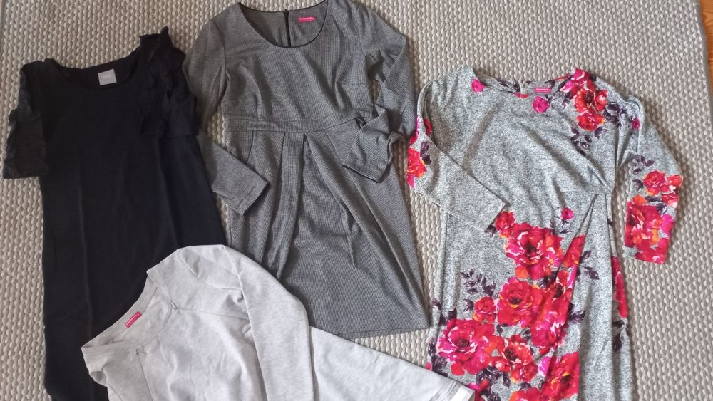 Sukienki i spódnice ciążowe, Happymum, Mamalicious, r. S i M, 6 sztuk!