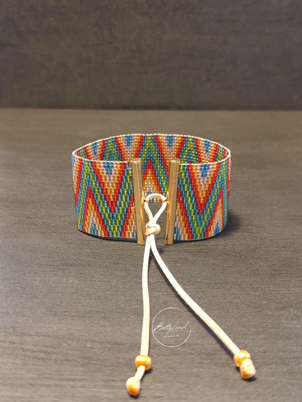 Szeroka, kolorowa bransoletka z koralików - handmade