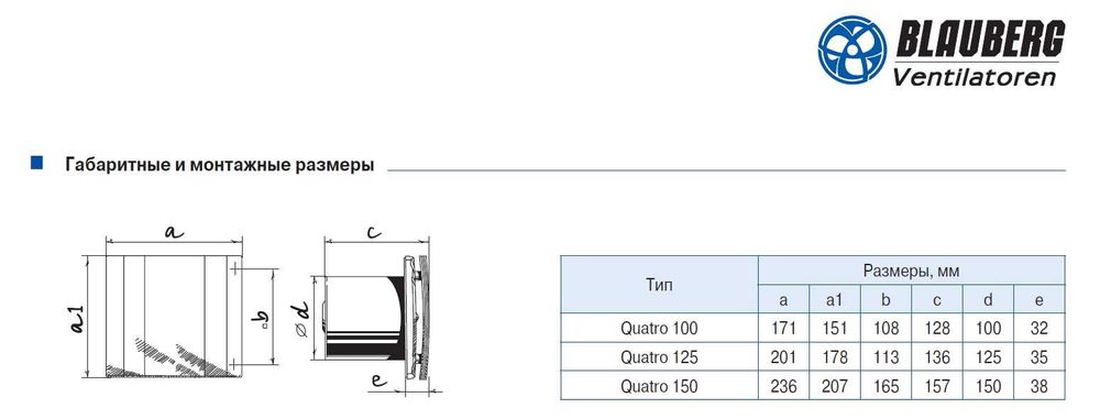 Вентилятор BLAUBERG Quatro Hi-Tech Chrome 100 Design