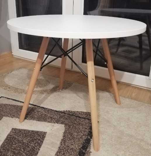 Stolik Kawowy Skandynawski Nowoczesny Okrągły Ława Stół Biały 60cm