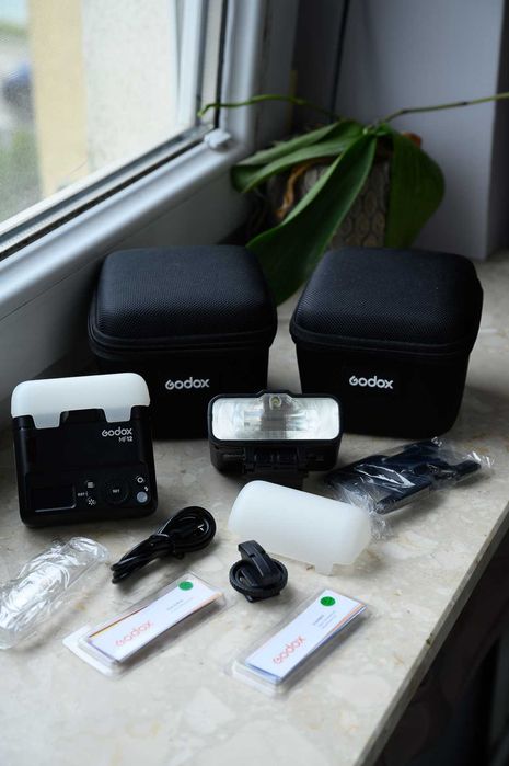 Godox MF12 x2 + adaptery i mocowanie na obiektyw + dyfuzor Popeshield