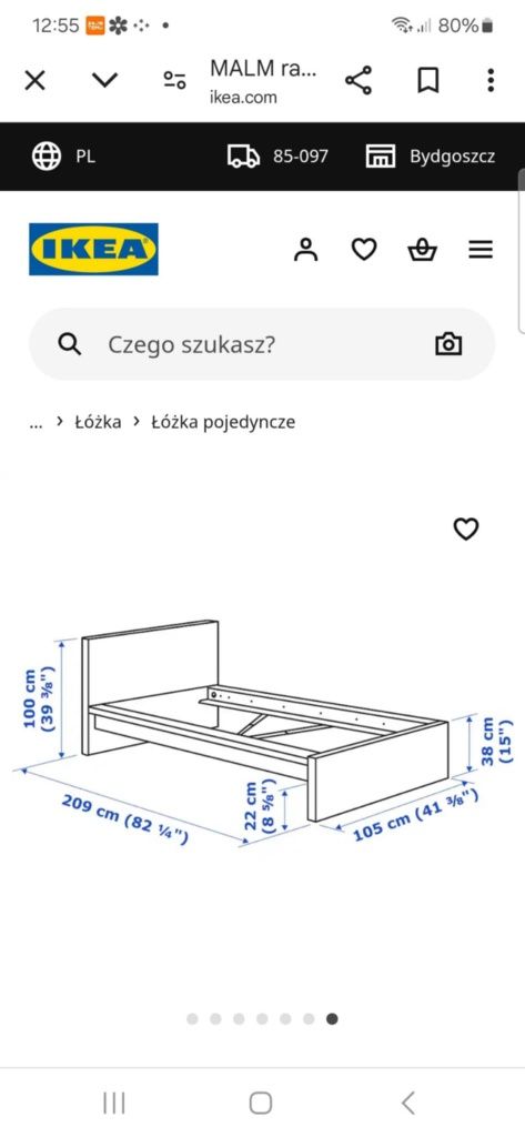 Łóżko ikea malm oraz materac