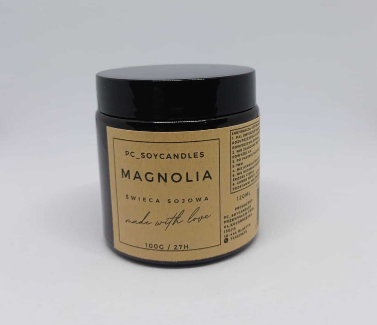 Świeca Sojowa Zapachowa Magnolia 120ml 27h