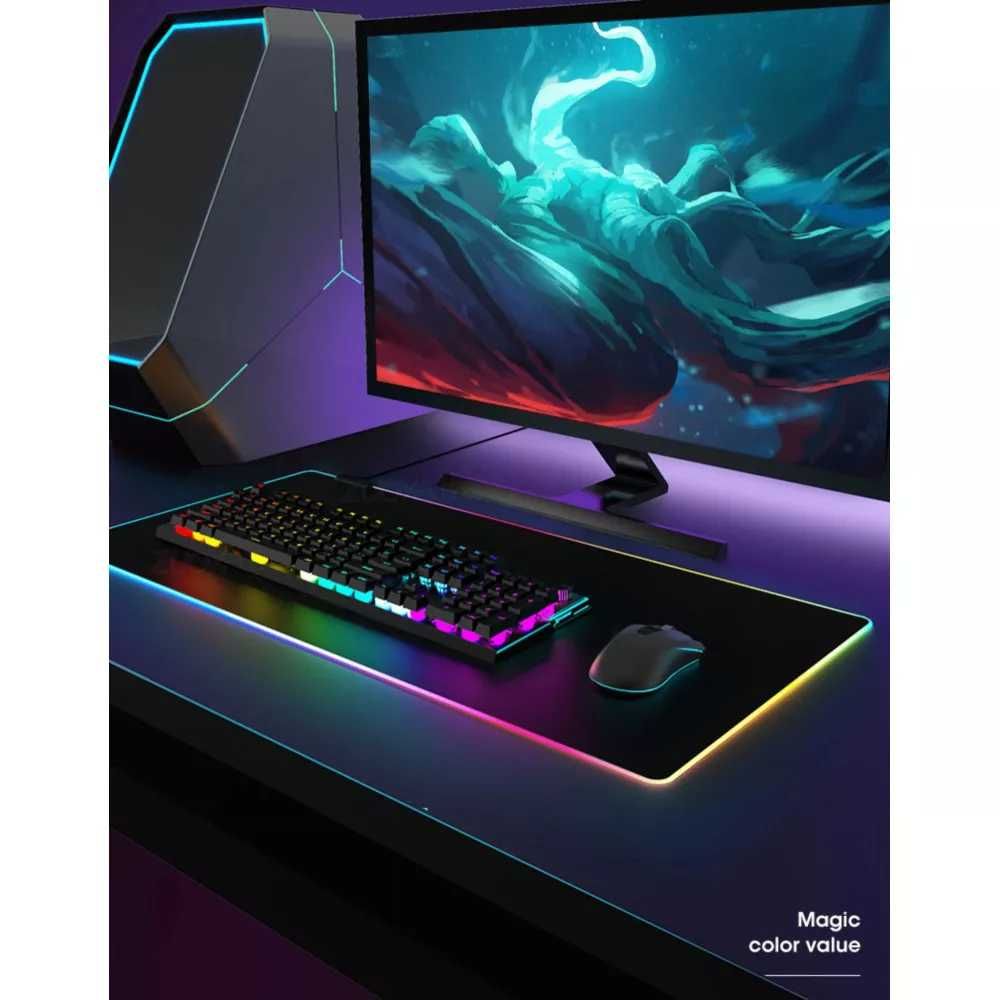 Коврик для мышки с RGB подсветкой, Коврик для клавиатуры 30х80