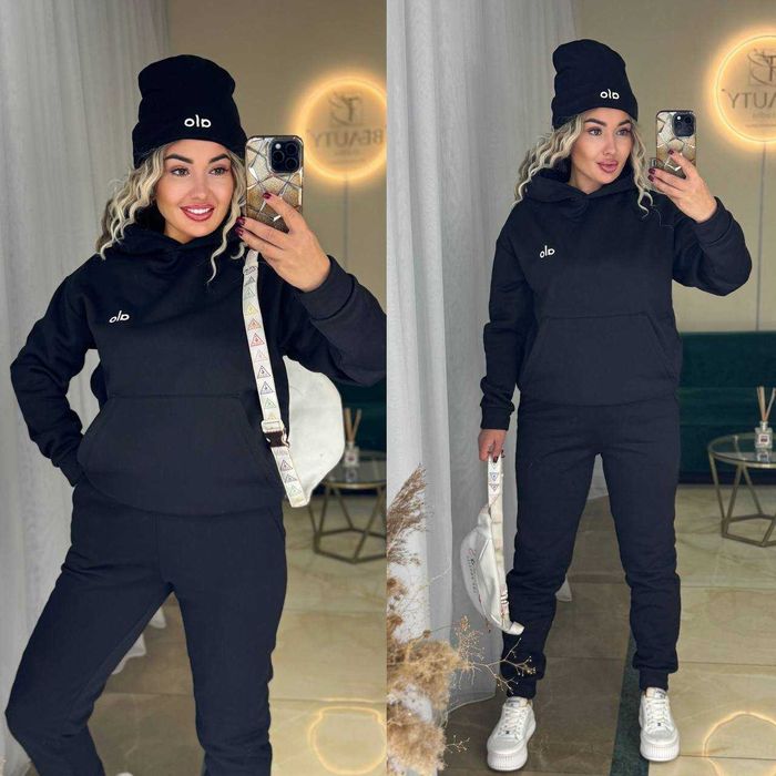 Костюм жіночий теплий на флісі з шапкою | костюм женский модель 1006