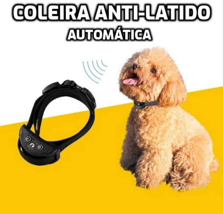 Coleira Anti-Latido Automática Recarregável Som/Vibração/Choque - Novo
