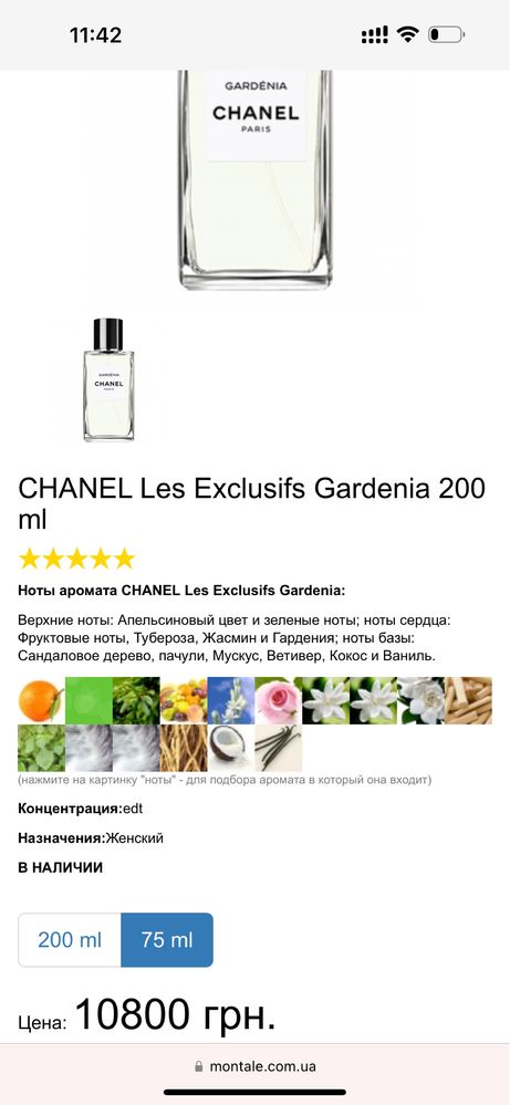 Парфюм Chanel Gardenia