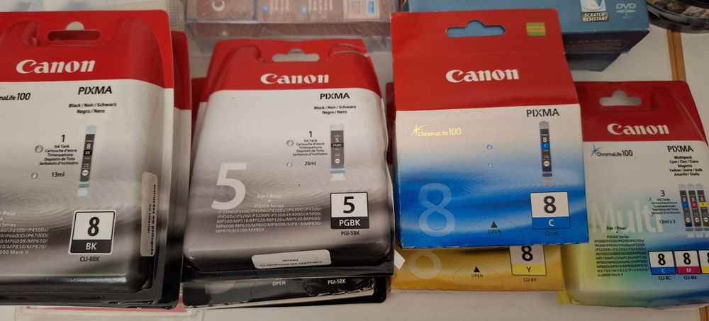Tinteiros para impressora Canon e DVD  e capas dados venda individual