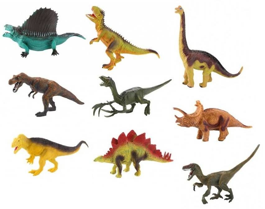 Duży Zestaw Figurki Dinozaury Paczka 9 Szt Gumowe