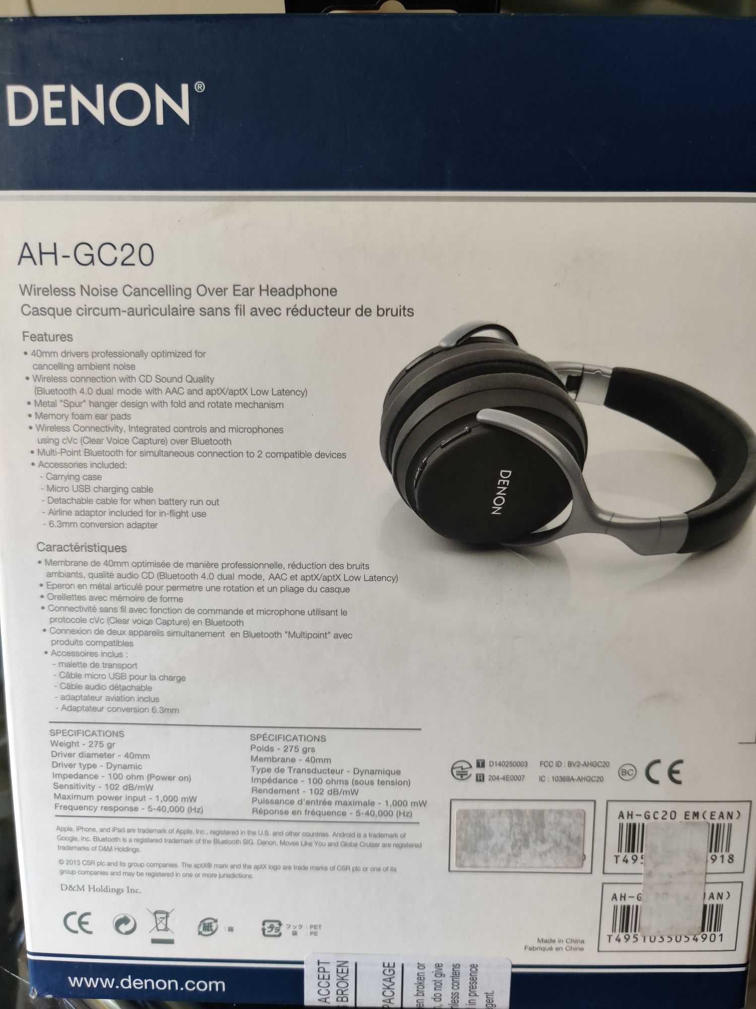 Auscultadores bluetooth com Noise Cancelling da DENON em cx selada