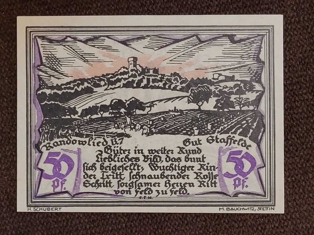 Notgeld pieniądz zastępczy Miejscowość Szczecin Stettin 1921r banknoty