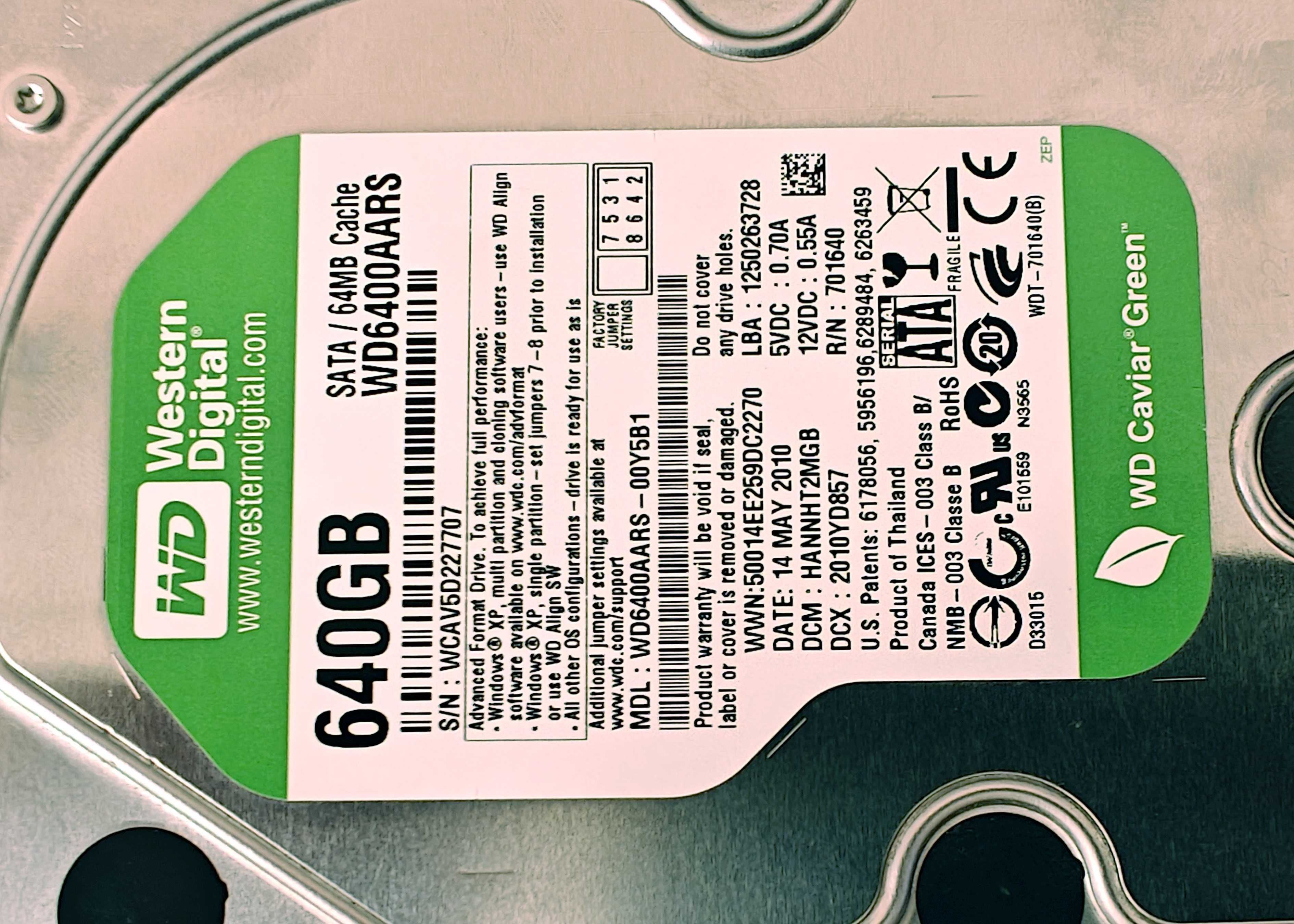 Жорсткий диск Western Digital Caviar Green WD6400AARS 3.5" 640 Gb