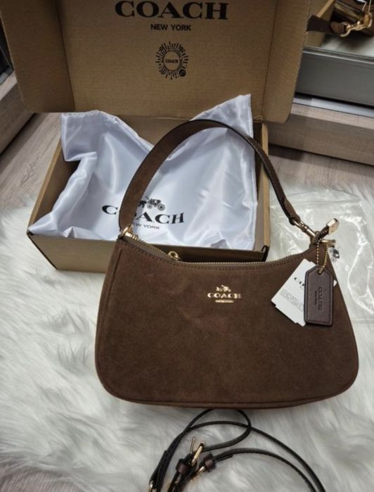 Сумка коричнева замш 24×15 см