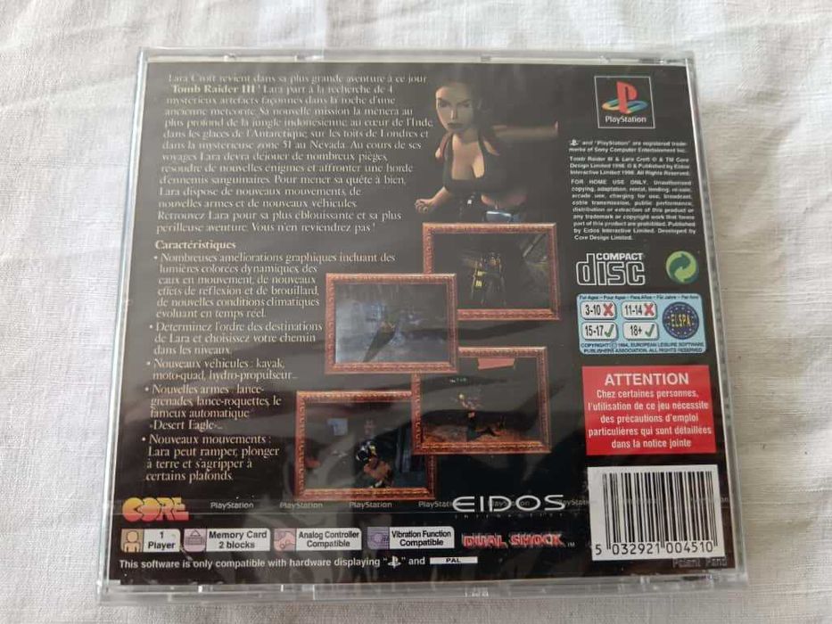 Tomb Raider III [Sony PlayStation, 1998] New | Sealed | PAL | FR