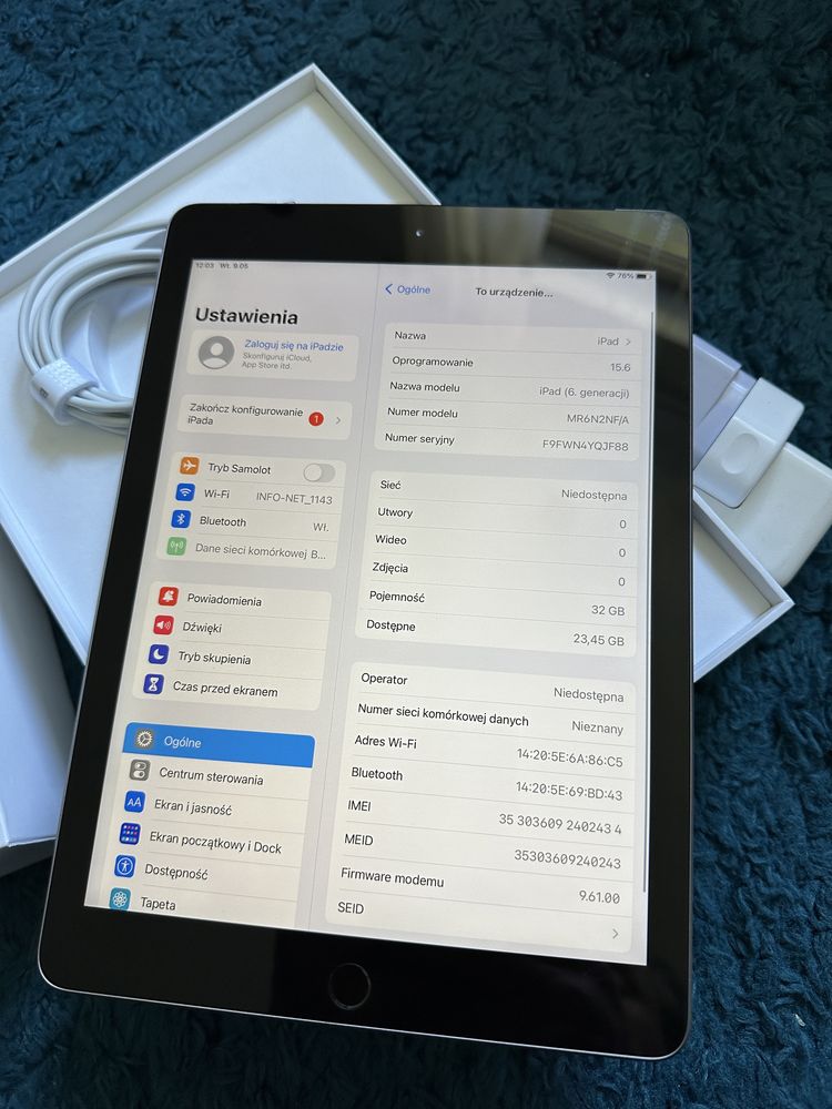 iPad 6gen 32gb cellular Lte