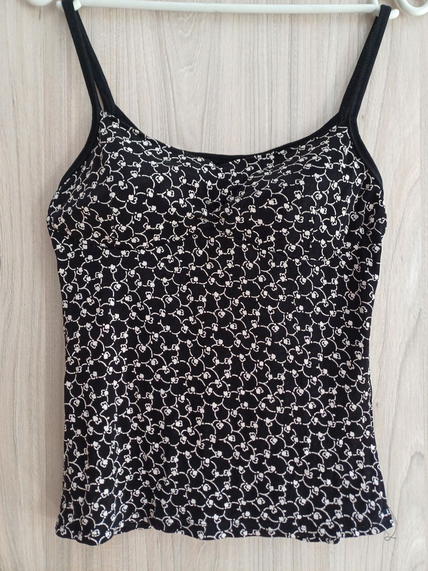 Topik crop na ramiączkach elegancki brązowy wzorzysty r. M