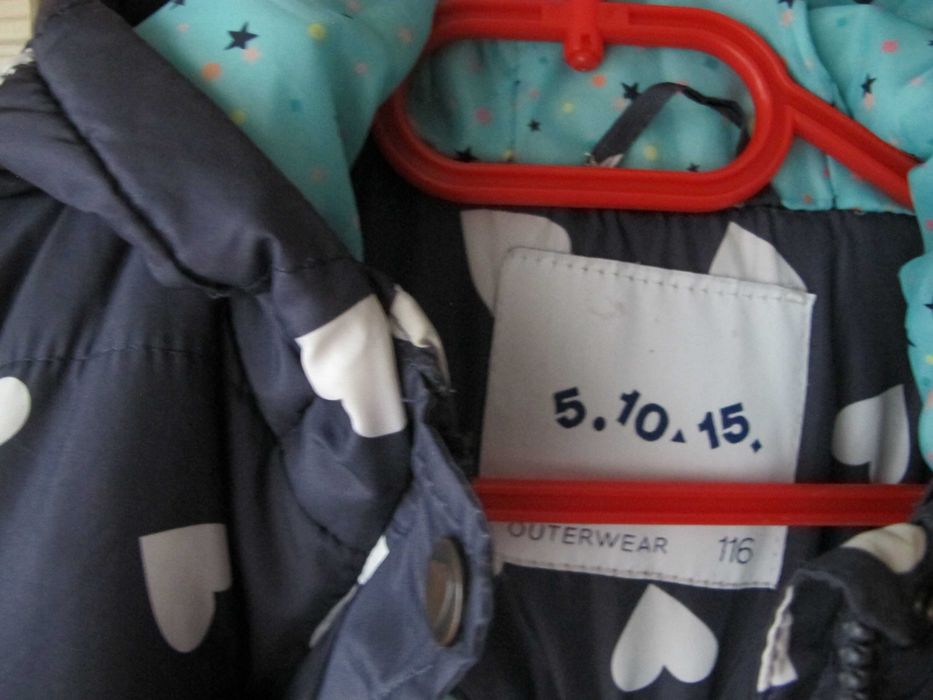 kurtka zimowa dziewczynka 116/122 granat serduszka 5.10.15 zima ciepła