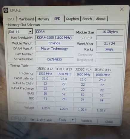 Envinda (Micron) DDR4 8-16Gb 3200MHz