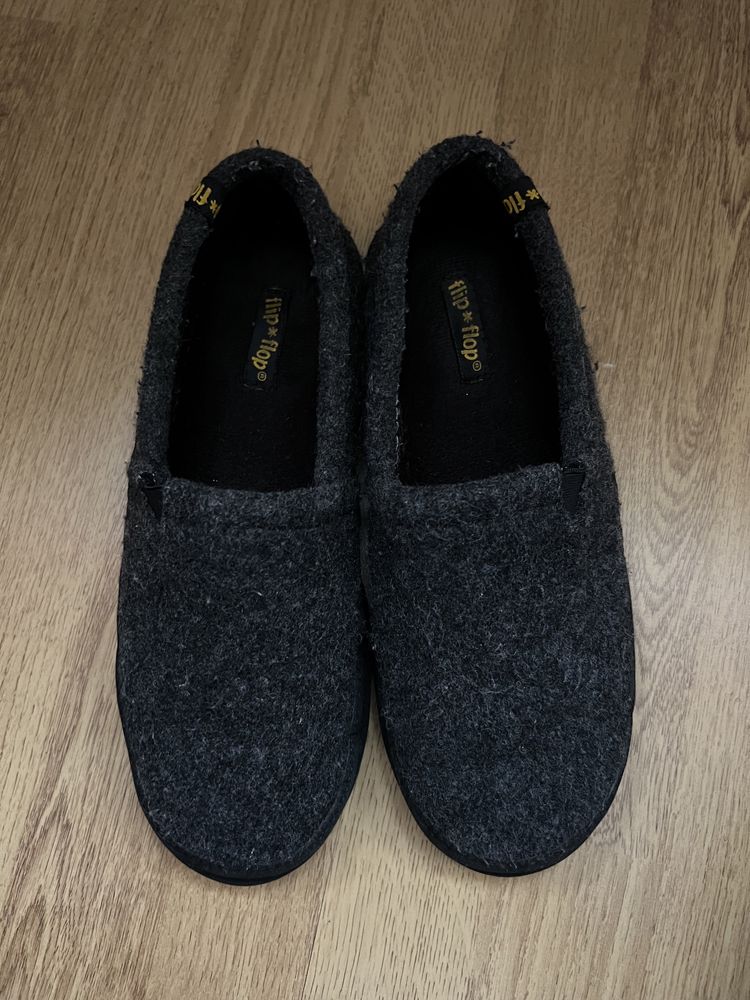 Buty kapcie ocieplane zimowe 39 flip flop filcowe wełniane
