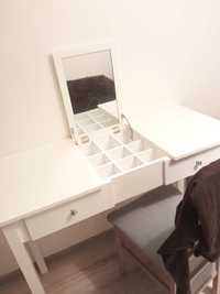 Biała toaletka biurko 2w1 z lustrem i przegródkami, jak NOWE!