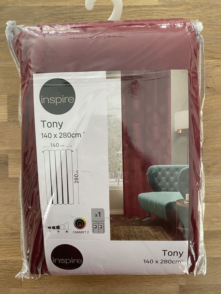 Zasłona Tony Inspire 140x280 velvet zamszowa na przelotkach NOWA