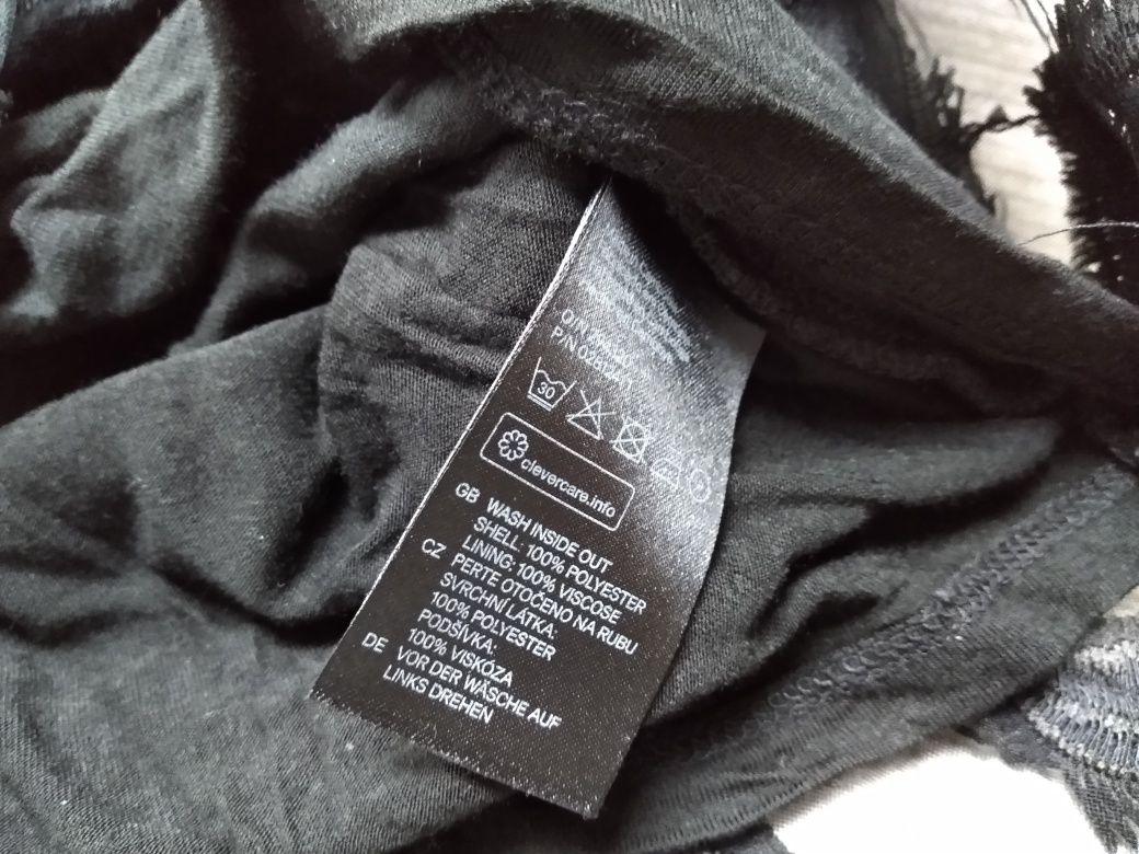 H&M XS 34 top bluzka z siatką w kwiaty czarna sitko koronka koronkowa