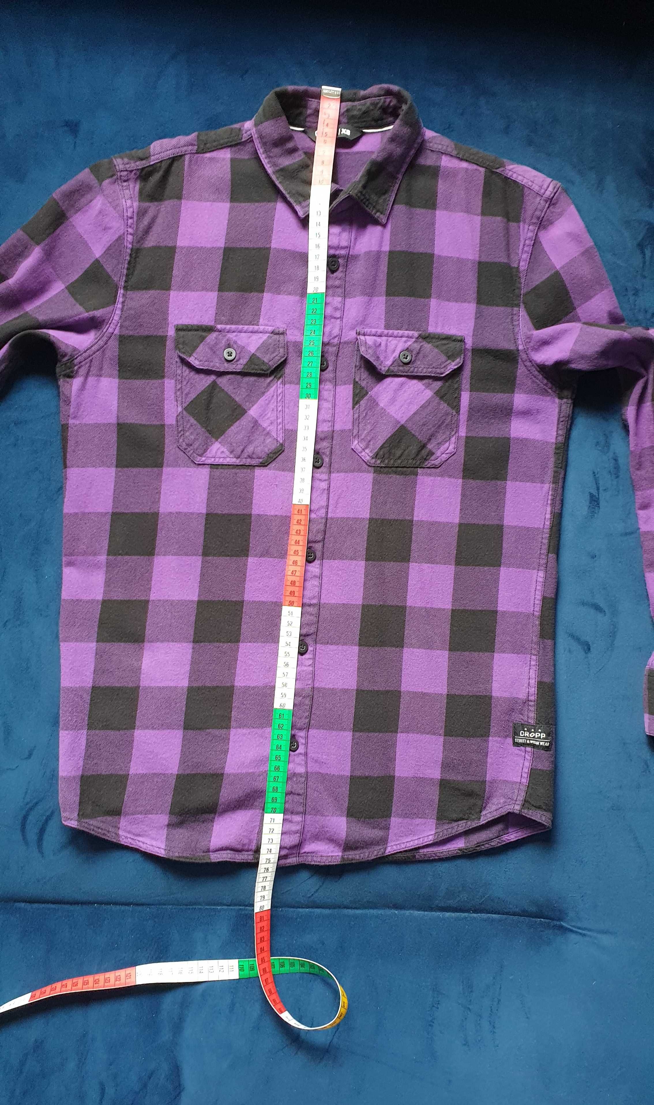 koszula flanelowa w kratę fioletowa rozmiar XS Cropp stan bdb