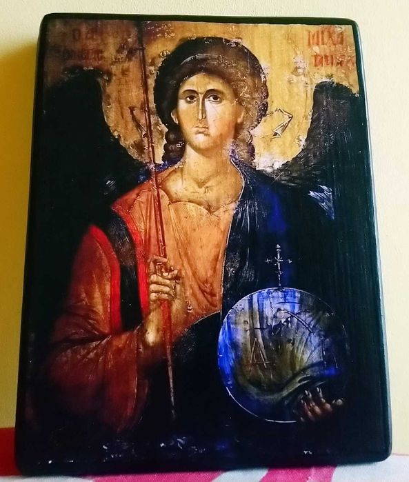 Ikona na desce Św. Archanioł Michał wym 13x16,5x2 cm