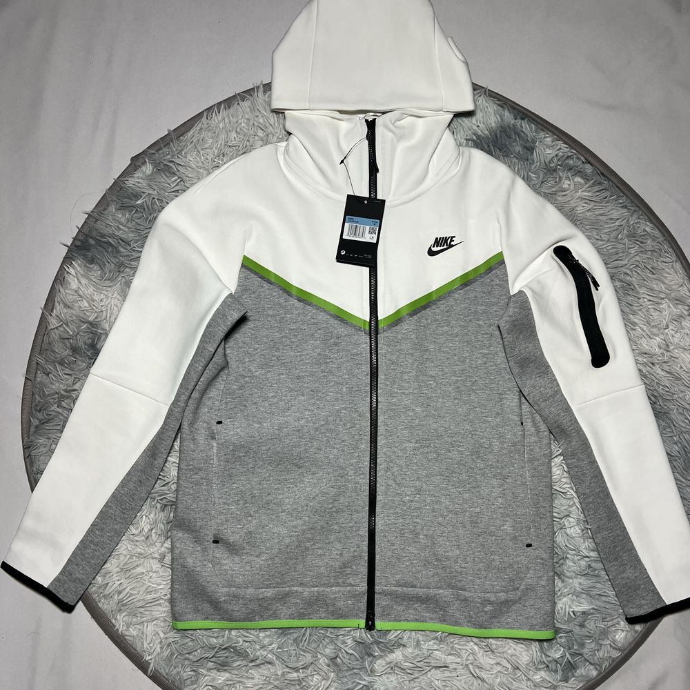 Зіп худі Nike Tech fleece white білий найк зіпка теч фліс nocta drill