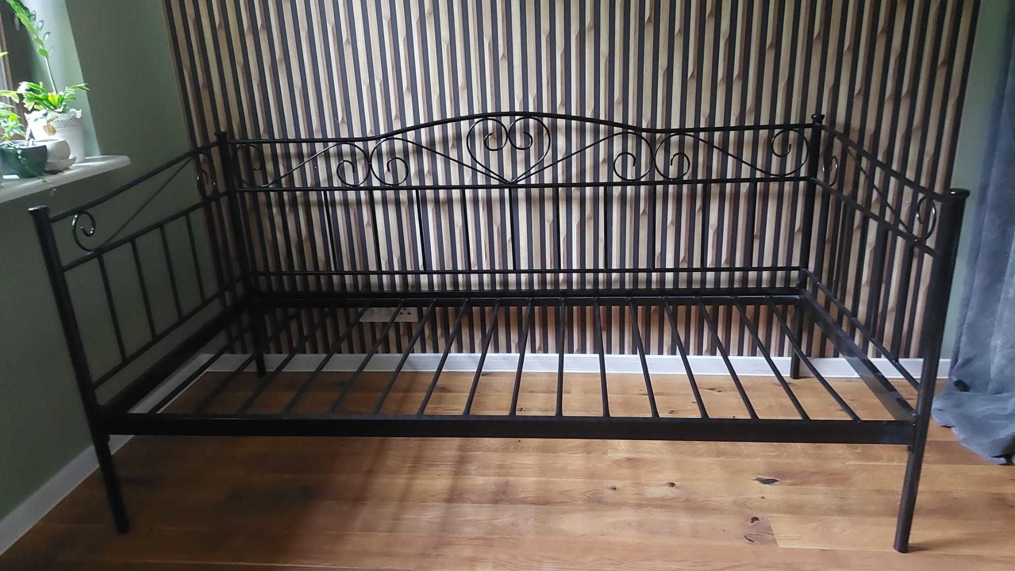 Łóżko metalowe czarne 90x200
