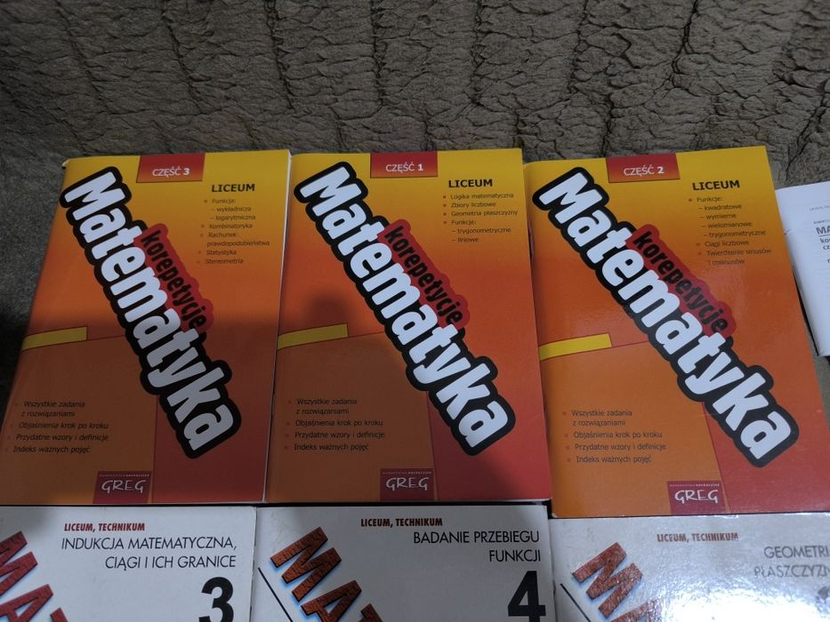 Zestaw książek Matematycznych, korepetycje, tablice matematyczne