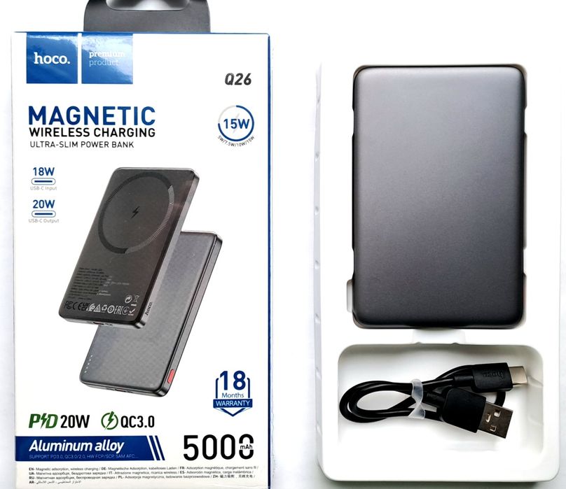Магнитный power bank Hoco magsafe 5000mah 20w ультратонкий