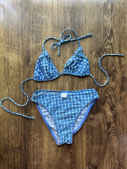 strój kąpielowy dwuczęściowy góra bikini dół bikini niebieski