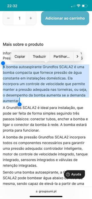 Bomba pressão água grundfos scala2  nova