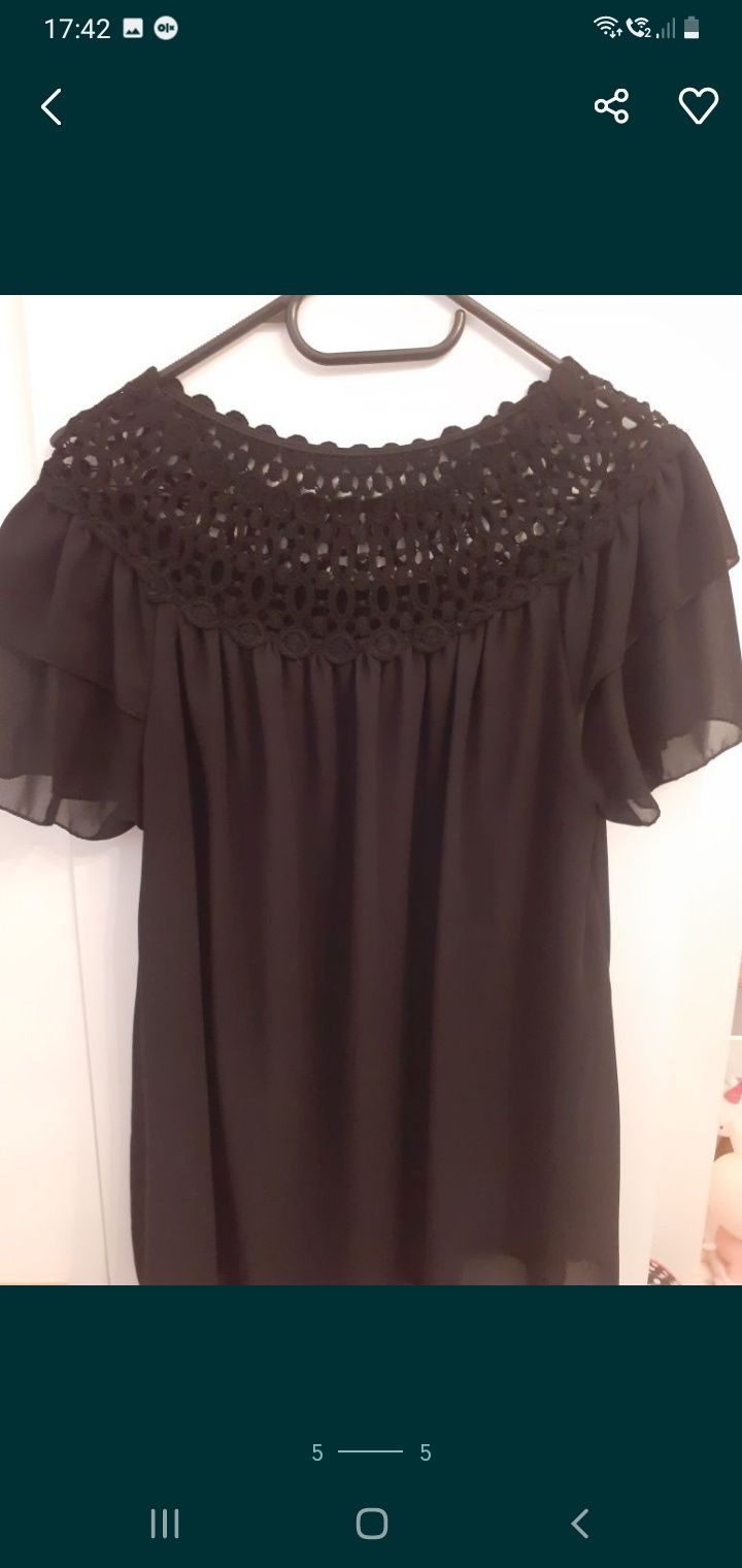 Bluzka czarna elegancka roz M/L